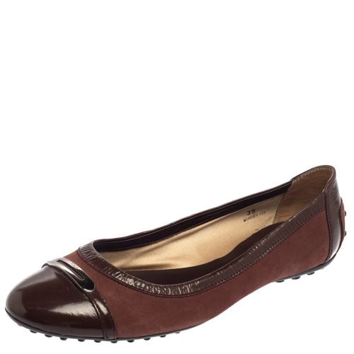 Two Tone Suede and Patent Leather Cap Toe Ballet Flats Size 39 - Tod's - Modalova