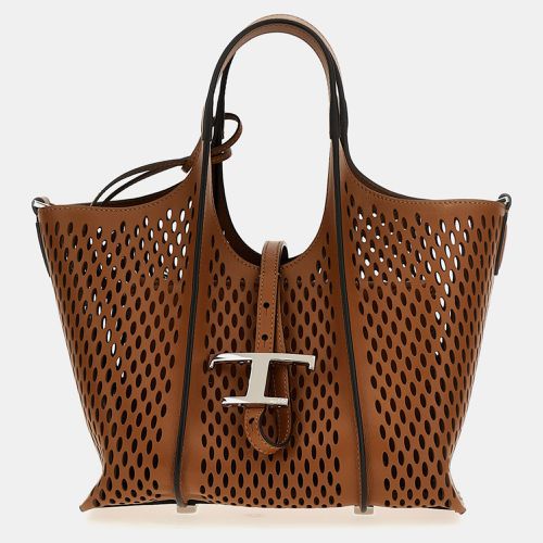 Tods Calfskin Leather Mini T Timless Shopping Bag - Tod's - Modalova