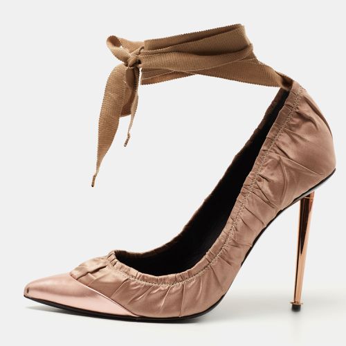 Two Tone Pleated Fabric and Leather Ankle Tie Pumps Size 39 - Tom Ford - Modalova