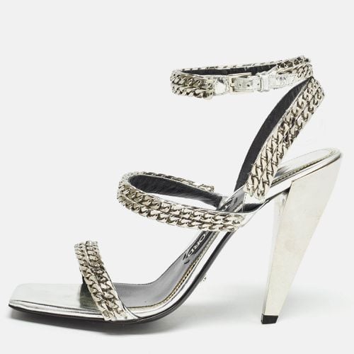 Metallic Leather Chain Embellished Ankle Strap Sandals Size 39 - Tom Ford - Modalova