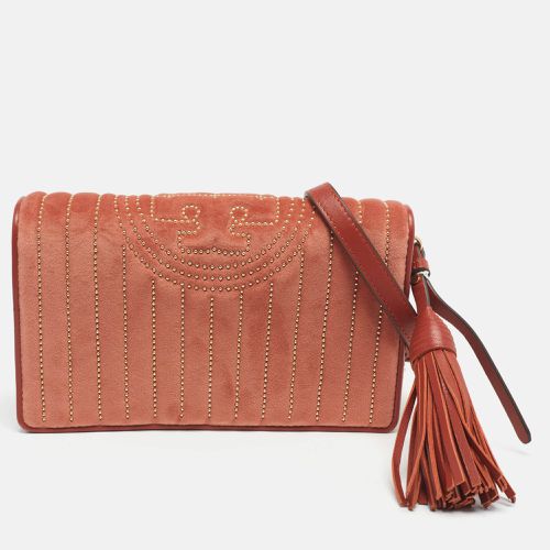 Brick Quilted Velvet Small Kira Shoulder Bag - Tory Burch - Modalova