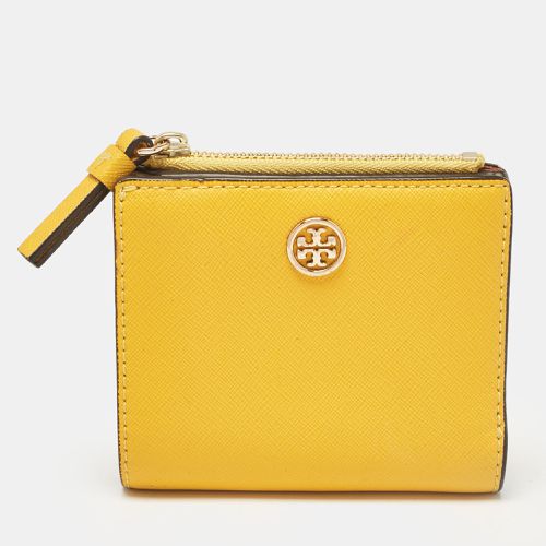 Mustard Leather Robinson Bifold Wallet - Tory Burch - Modalova