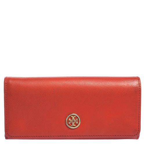 Leather Robinson Flap Continental Wallet - Tory Burch - Modalova