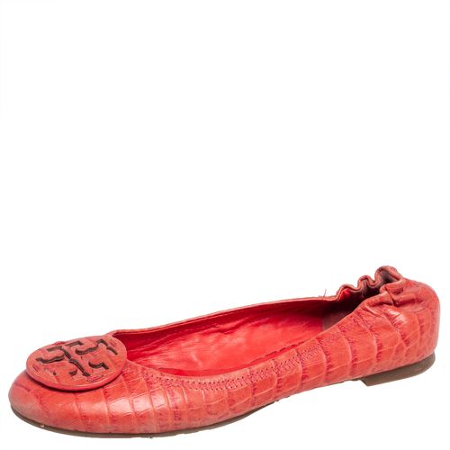 Croc Embossed Leather Minnie Travel Ballet Flats Size 36 - Tory Burch - Modalova