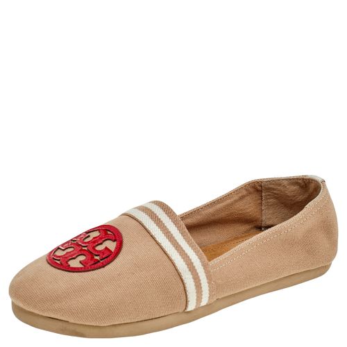 Canvas and Patent Leather Espadrille Flats Size 37.5 - Tory Burch - Modalova