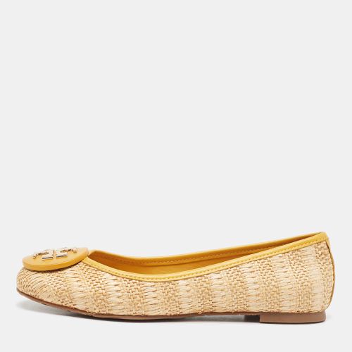 Beige/ Raffia and Leather Reva Ballet Flats Size 35.5 - Tory Burch - Modalova