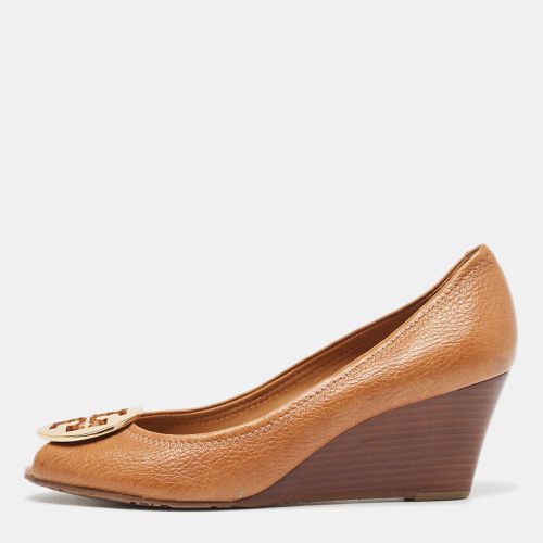 Leather Reva Wedge Peep Toe Pumps Size 38.5 - Tory Burch - Modalova