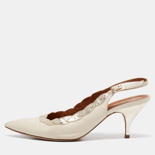 Leather and Embossed Snakeskin Slingback Pumps Size 39 - Tory Burch - Modalova