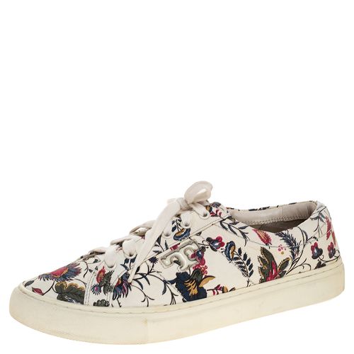 Floral Print Leather Amalia Low Top Sneakers Size 39.5 - Tory Burch - Modalova