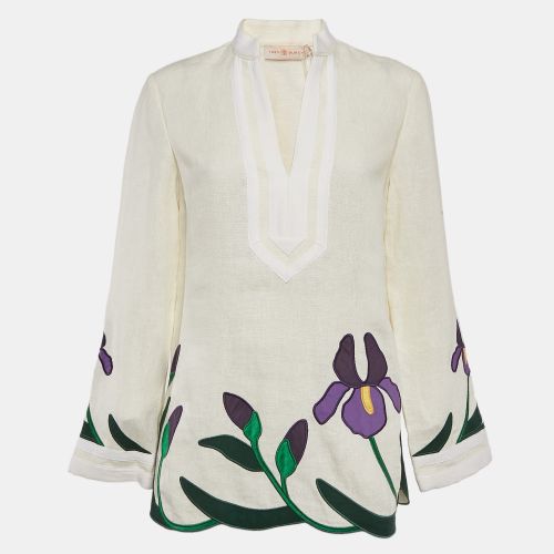 Off- Iris Embroidered Linen Tory Tunic S - Tory Burch - Modalova