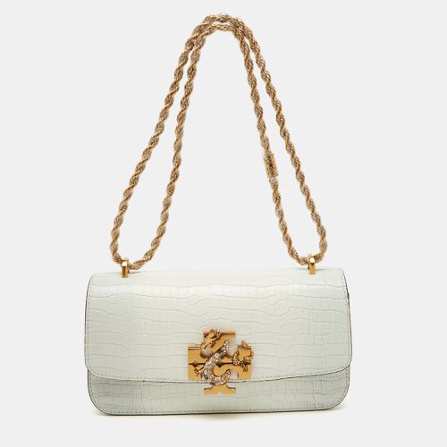 Croc Embossed Leather Eleanor Dragon Rectangular Shoulder Bag - Tory Burch - Modalova