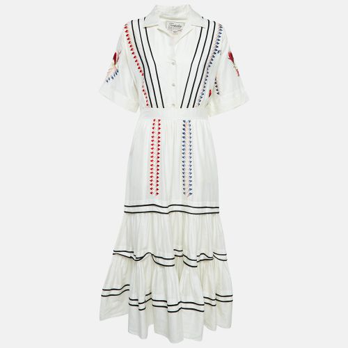 Embroidered Cotton Tiered Midi Dress S - Temperley - Modalova