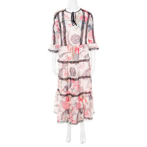 London Almond Dotted Jacquard Dobby Shire Printed Tiered Midi Dress M - Temperley - Modalova