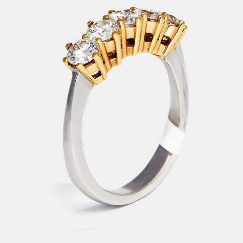 Five Stone Round Diamond 1.60 ct 18k Two Tone Half Eternity Ring Size 54 - The Diamond Edit - Modalova