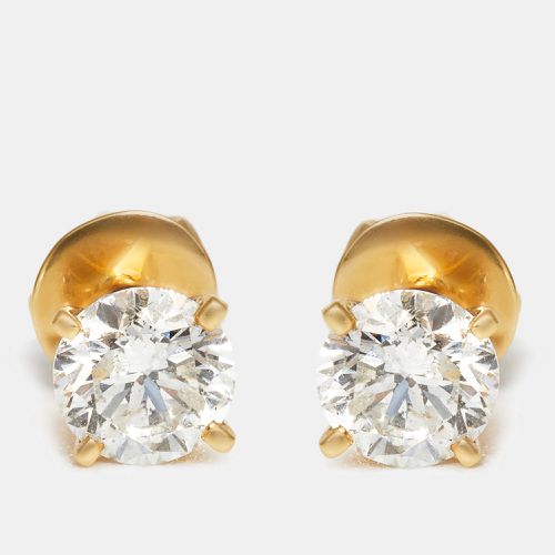 Daily Wear Elegant Solitaire Diamonds (0.78 ct) 18k Gold Stud Earrings - The Diamond Edit - Modalova