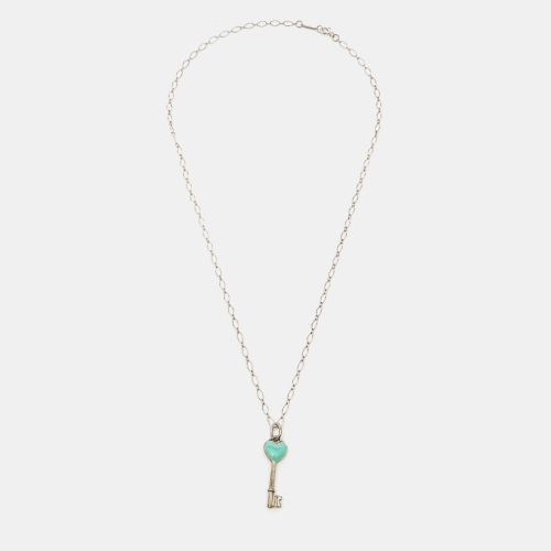 Blue Enamel Heart Key Pendant Oval Chain Link Necklace  - Tiffany & Co. - Modalova