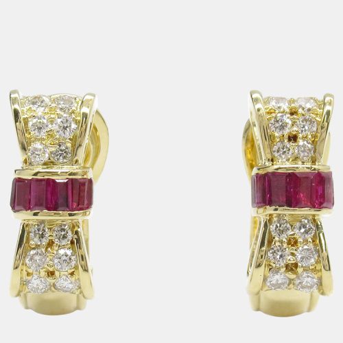 Ribbon Motif Ruby Diamond Earrings 18k Gold Red Metal - Tiffany & Co. - Modalova