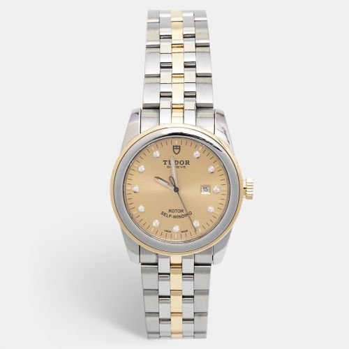 Champagne Diamond 18k Yellow Stainless Steel Glamour 53003-0006 Women's Wristwatch 31 mm - Tudor - Modalova