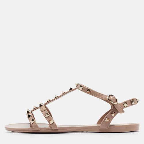 Dusty Rubber Rockstud Ankle Strap Flat Sandals Size 39 - Valentino - Modalova