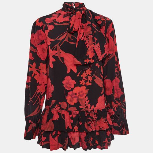 Red Floral Print Ruffled Top S - Valentino - Modalova