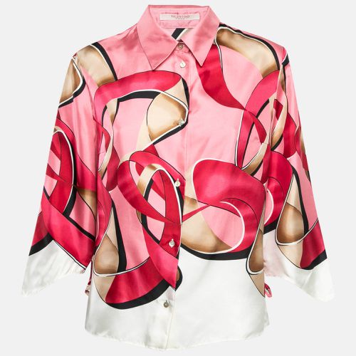 Vintage Abstract Print Silk Shirt L - Valentino - Modalova