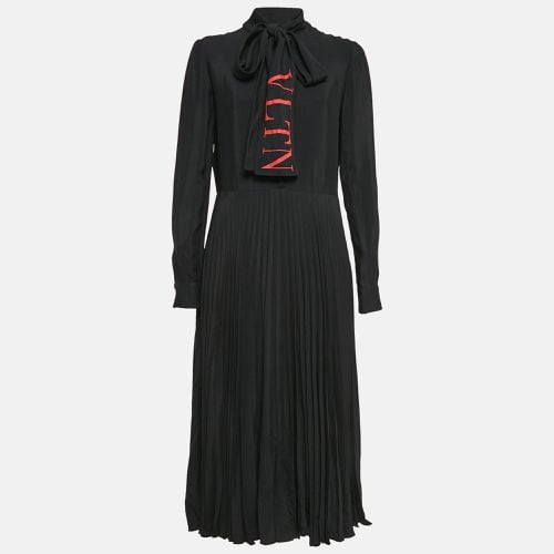 VLTN Print Crepe Pleated Midi Dress S - Valentino - Modalova