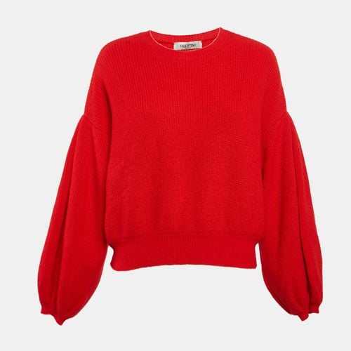 Rib Knit Wool Blend Balloon Sleeve Sweater M - Valentino - Modalova