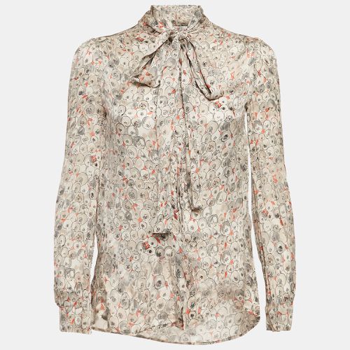 Printed Silk Button Front Blouse M - Valentino - Modalova