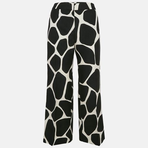 White Printed Wool Blend Wide Leg Pants M - Valentino - Modalova