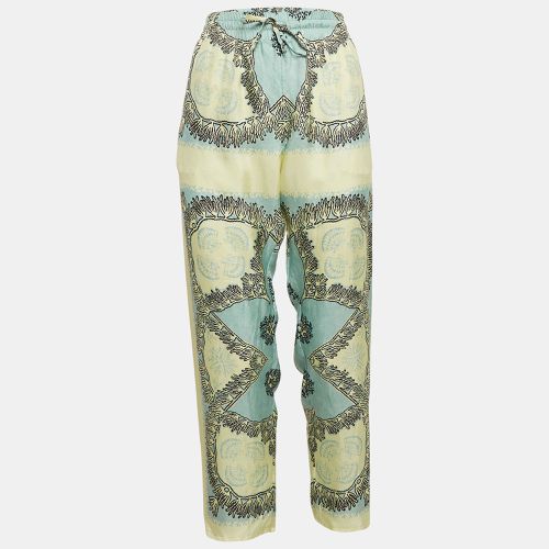 Turquoise/ Printed Silk Straight Pants L - Valentino - Modalova