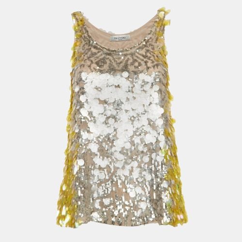 Pink Sequin Embellished Silk Tank Top S - Valentino - Modalova