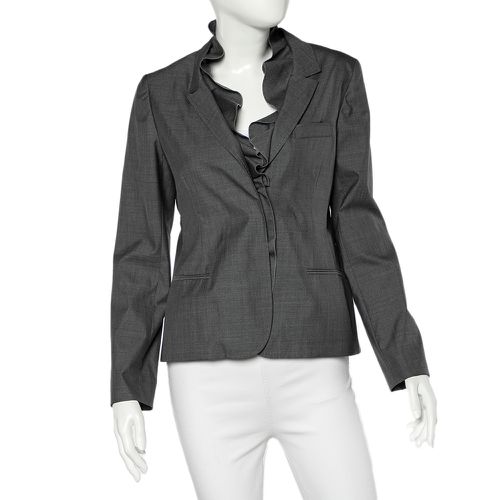 Silk Ruffled Neck Button Front Blazer L - Valentino - Modalova