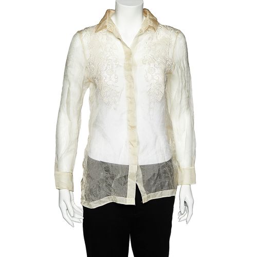 Embroidered Silk Sheer Shirt M - Valentino - Modalova