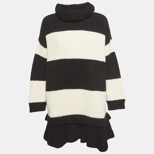 White Stripe Wool Knit Turtleneck Mini Dress S - Valentino - Modalova