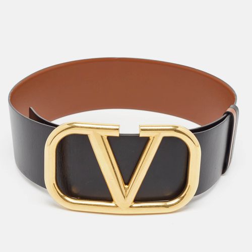 Brown Leather VLogo Reversible Wide Belt 75CM - Valentino - Modalova