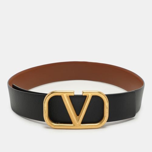 Brown Leather VLogo Reversible Belt 28CM - Valentino - Modalova