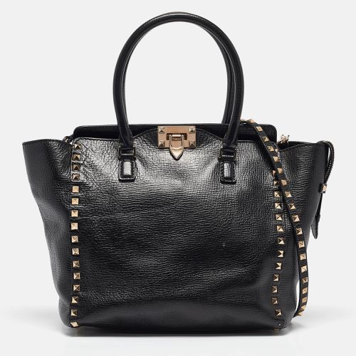 Leather Small Rockstud Trapeze Tote - Valentino - Modalova