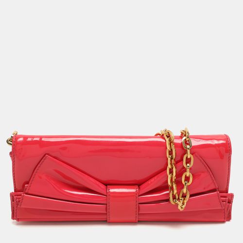 Patent Leather Bow Chain Clutch - Valentino - Modalova