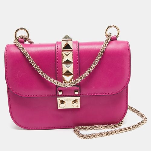 Fuchsia Leather Small Rockstud Glam Lock Flap Bag - Valentino - Modalova