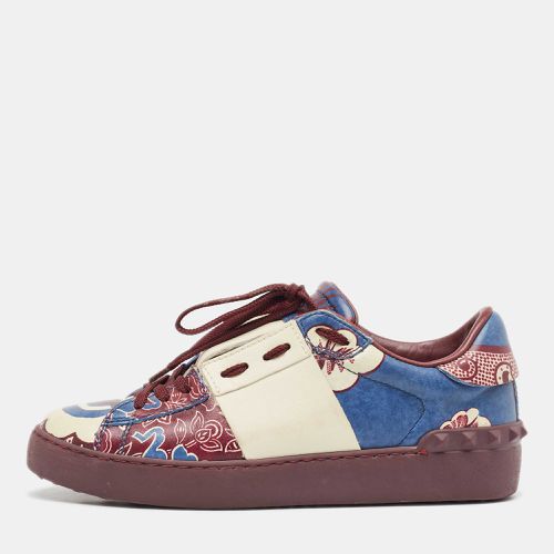 Floral Printed Leather Low Top Sneakers Size 36.5 - Valentino - Modalova