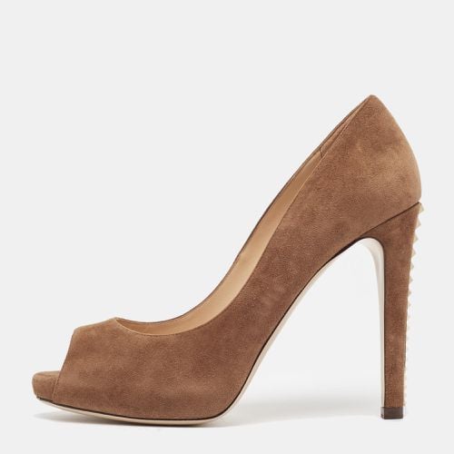 Suede Rockstud Peep Toe Pumps Size 38.5 - Valentino - Modalova