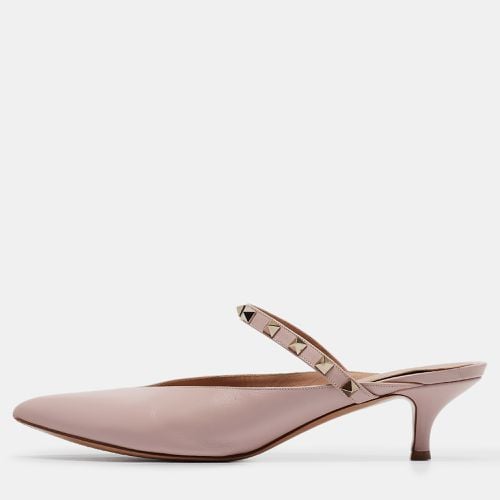 Leather Rockstud Mules Size 40 - Valentino - Modalova