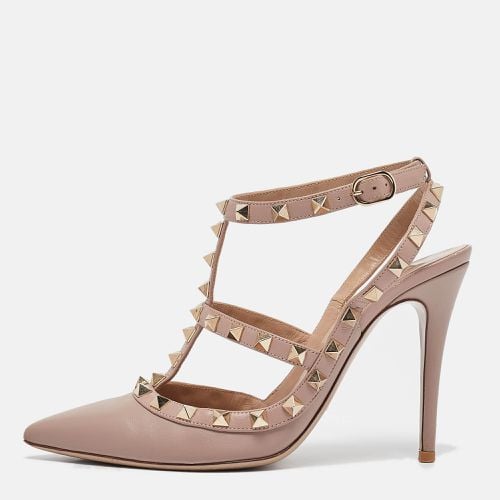 Dusty Leather Rockstud Ankle Strap Pumps Size 37 - Valentino - Modalova