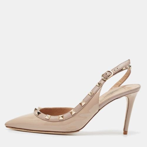 Dusty Patent Leather Rockstud D'orsay Slingback Pumps Size 37 - Valentino - Modalova