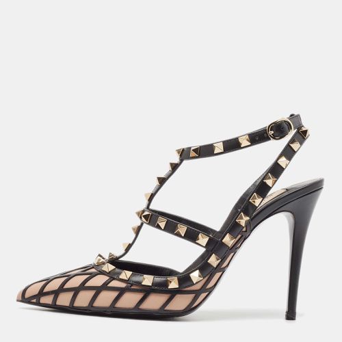 Black Leather Rockstud Pointed Toe Pumps Size 39 - Valentino - Modalova