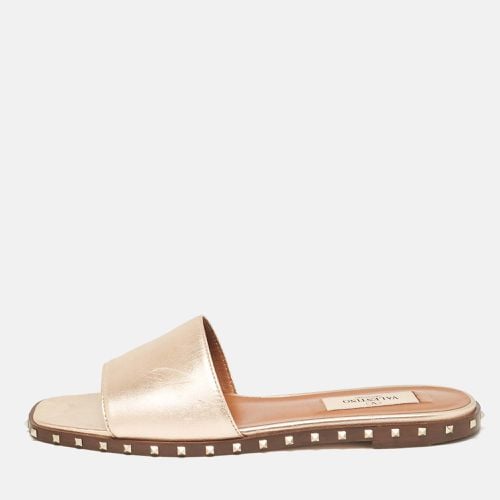 Leather Soul Rockstud Flat Slides Size 35 - Valentino - Modalova