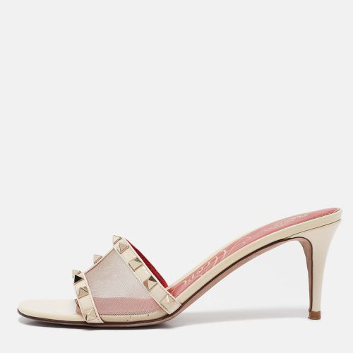 Mesh and Patent Leather Rockstud Slide Sandals Size 39 - Valentino - Modalova