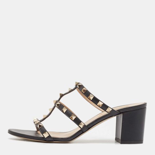 Leather Rockstud Slide Sandals Size 39.5 - Valentino - Modalova