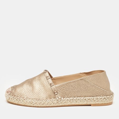 Rose Gold Leather Rockstud Espadrille Flats Size 38 - Valentino - Modalova