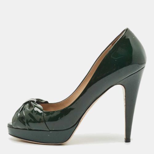 Patent Leather Knotted Bow Peep Toe Pumps Size 39.5 - Valentino - Modalova